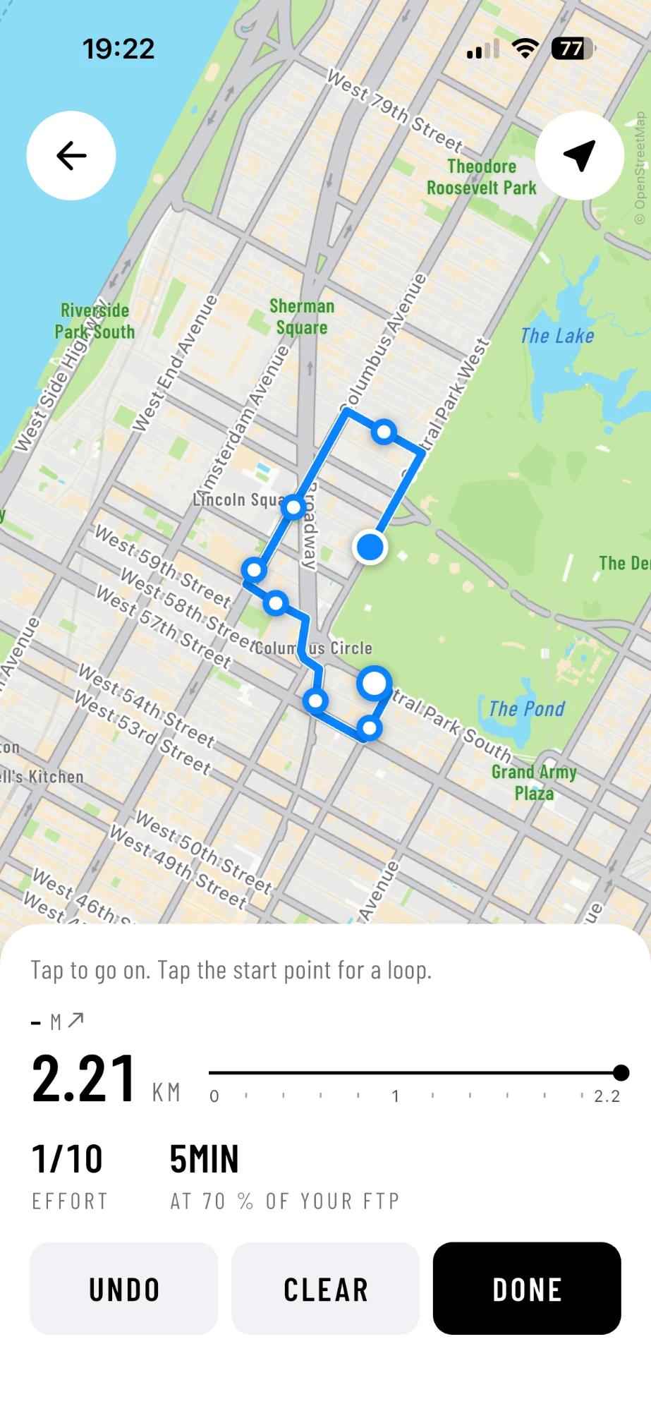 Drawing a route around Columbus Circle in AnyMap's route builder