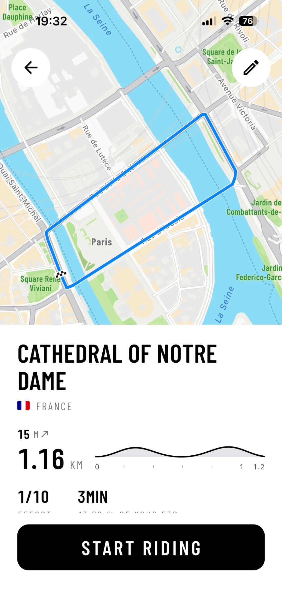 Ready: Your route, with its profile and its time.