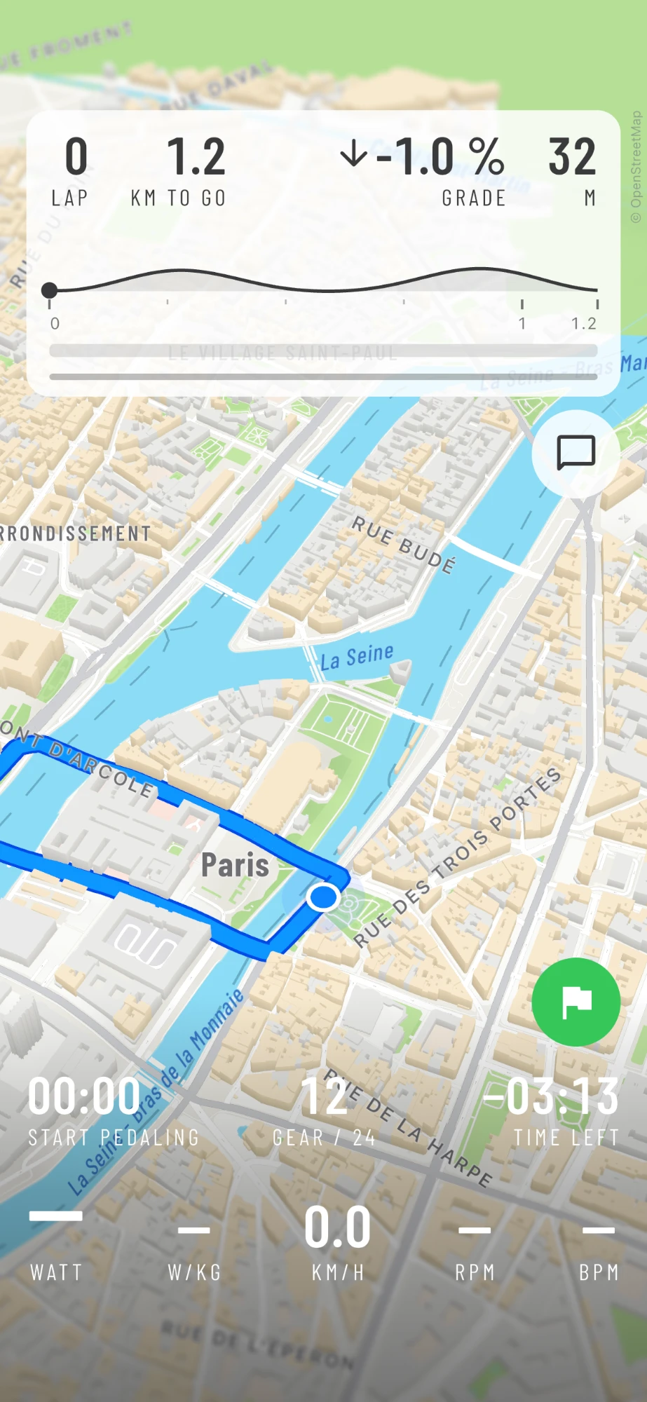 Riding around the Île de la Cité in AnyMap's 3D Paris