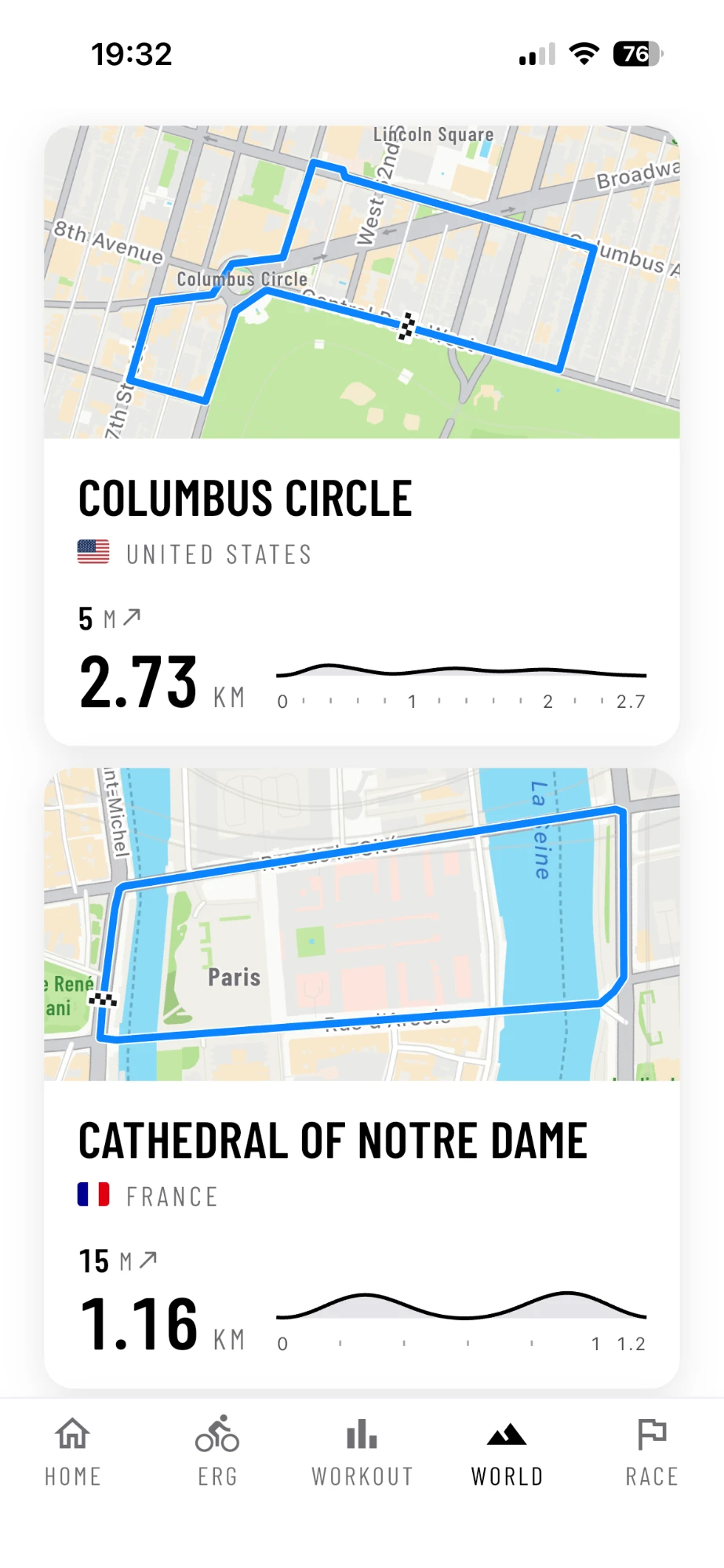 Columbus Circle and the Cathedral of Notre Dame in AnyMap's World tab