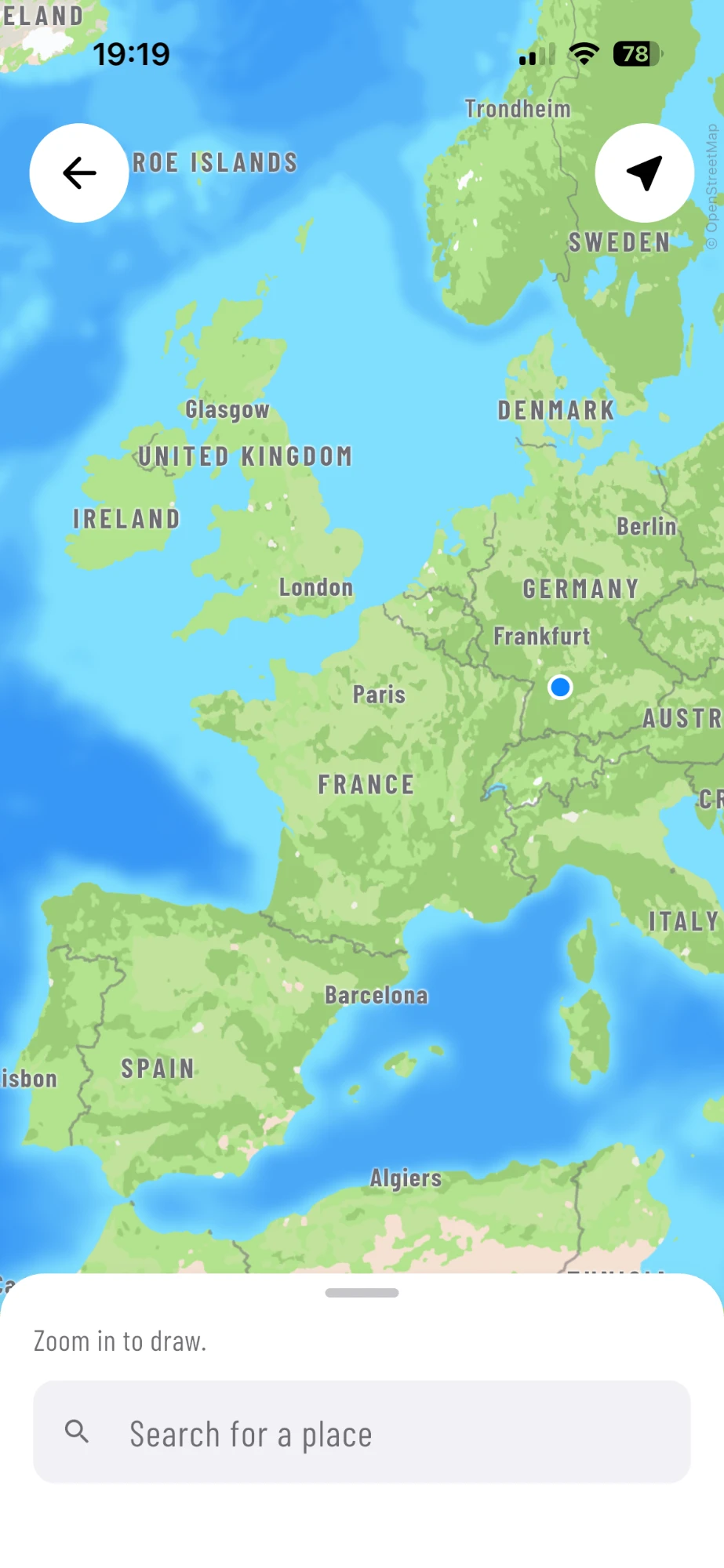 Zoom in: Pinch your way down to the continent.