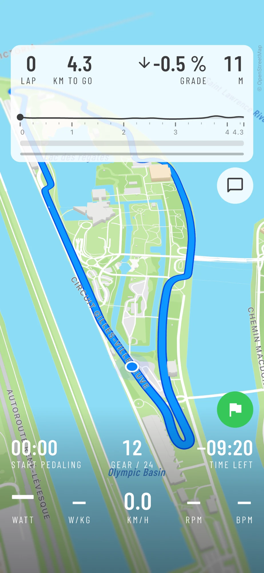 The Circuit Gilles Villeneuve on its island in Montreal, in AnyMap